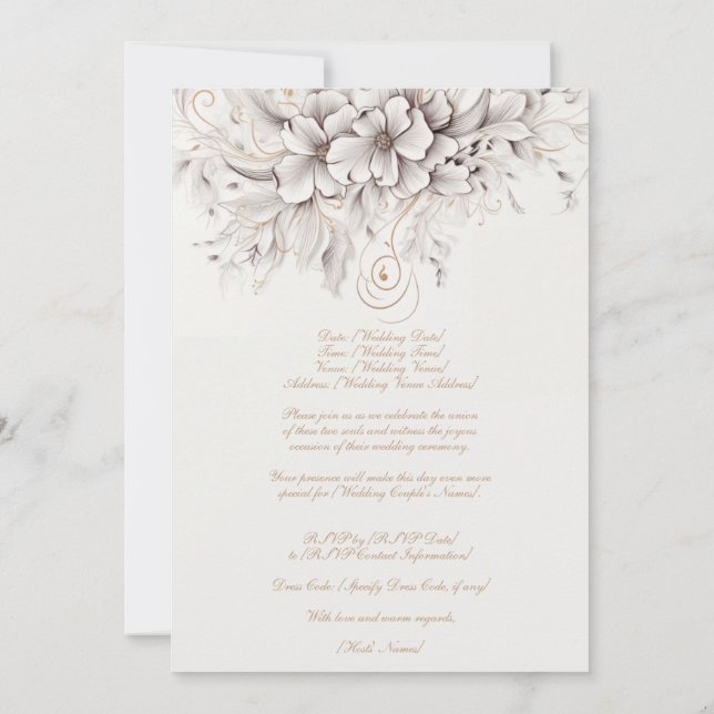 Invitation de mariage botanique floral magnifique (Dos)