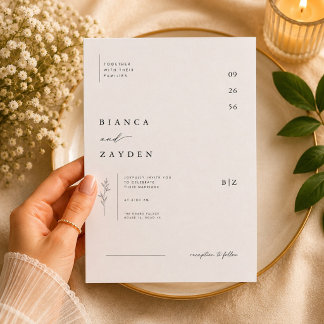 Invitation de mariage botanique minimaliste.