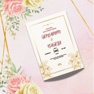 Invitation de mariage botanique or