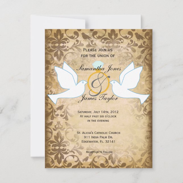 invitation de mariage Brown Elegant Vintage (Devant)