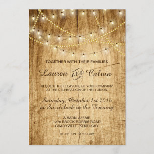 Invitation de mariage campagnard avec des lumières