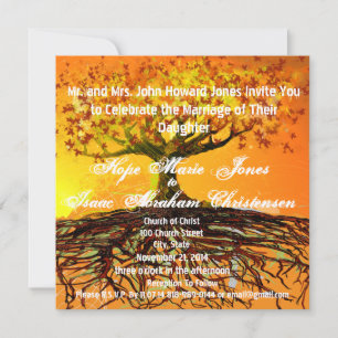 Invitation de mariage carrée Monogramme Racines d'