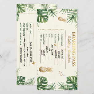 Invitation de mariage Carte d'embarquement Tropica