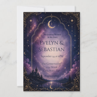 Invitation de mariage céleste | Château au clair d