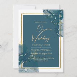 Invitation de mariage chic à l'encre alcoolique bl