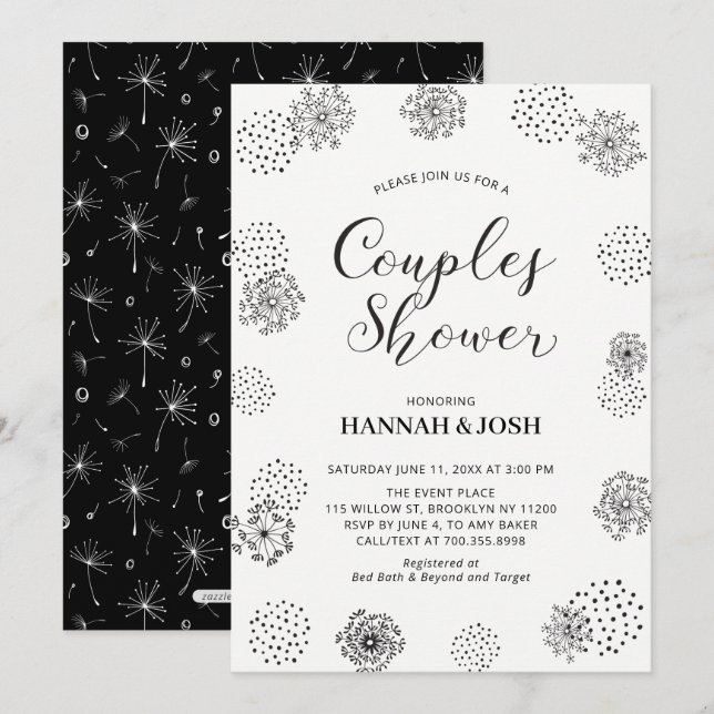 Invitation de mariage chic pour couples moderne (Devant / Derrière)