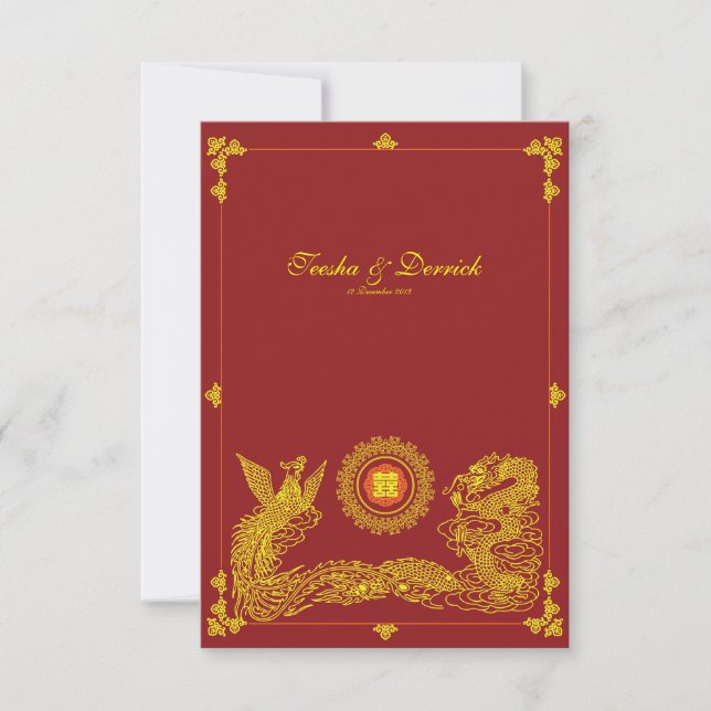 Invitation de mariage chinoise classique dragon ph (Devant)