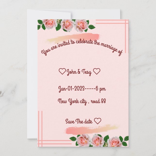 Invitation de mariage classique  (Devant)