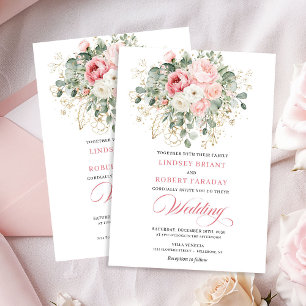Invitation de mariage classique aux pivoines roses