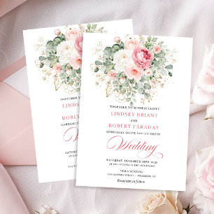 Invitation de mariage classique en rose pivoine av