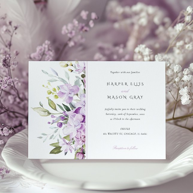 Invitation de mariage classique Lilac Garden (Créateur téléchargé)