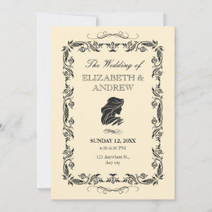 Invitation de mariage classique vintage ornée