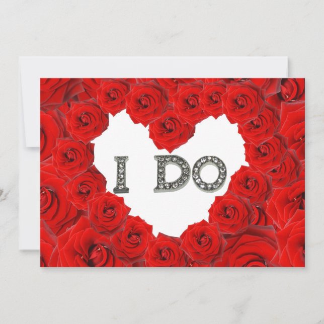 Invitation de mariage coeur de roses rouges I Do B (Devant)