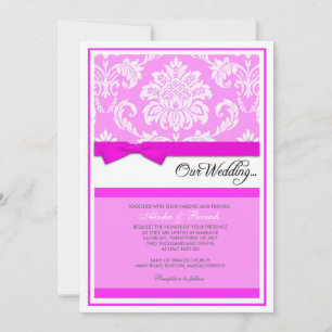 Invitation de mariage damassé dans le rose