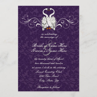 Invitation de mariage damassé de cygnes