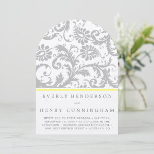 Invitation de Mariage damassé gris clair et jaune