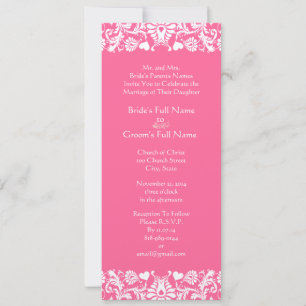 Invitation de Mariage damassé rose
