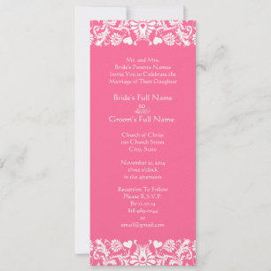 Invitation de Mariage damassé rose