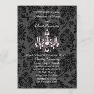 Invitation de Mariage damassé (rose)