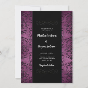 Invitation de Mariage damassé violet et noire