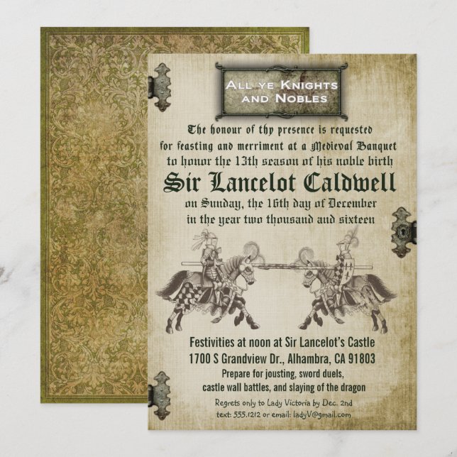 Invitation de mariage d'anniversaire Renaissance m (Devant / Derrière)