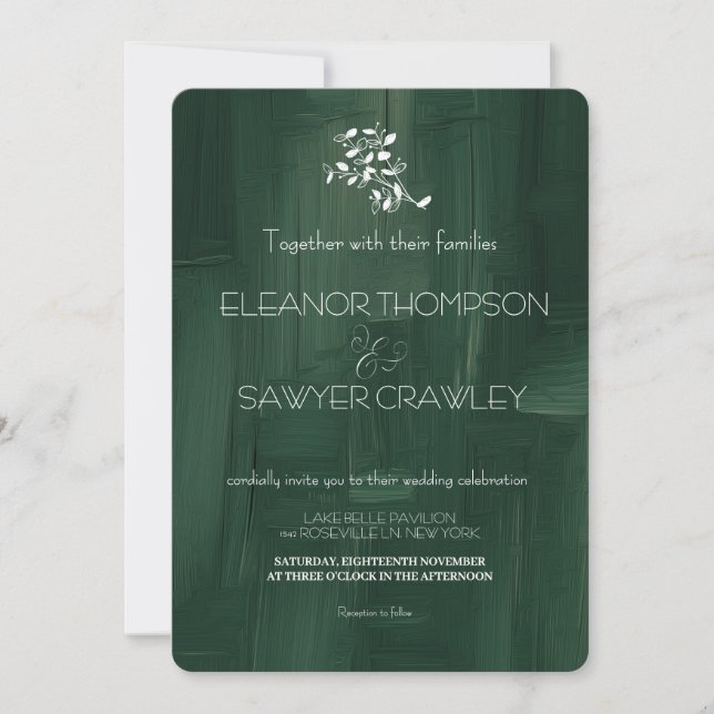 Invitation de mariage dans le jardin verdoyant (Devant)