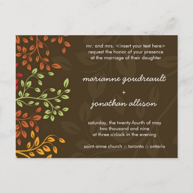 Invitation de Mariage de automne fantastique (Devant)