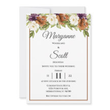 Invitation de Mariage de automne floral chic Water