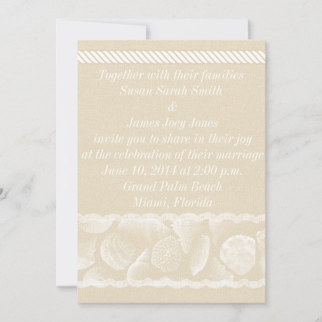 Invitation de mariage de Burlap Beach (Devant)