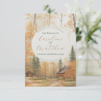 Invitation de mariage de chalet d'automne