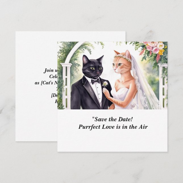Invitation de mariage de chat à ne pas manquer  (Devant / Derrière)