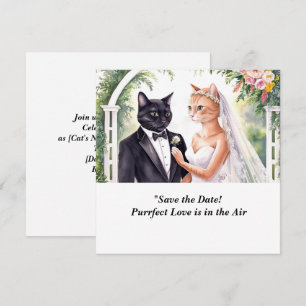 Invitation de mariage de chat à retenir la date 