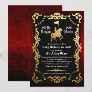 Invitation de mariage de chevalier médiéval joutan
