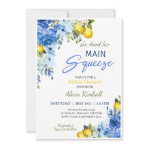 Invitation de mariage de citron florale bleue