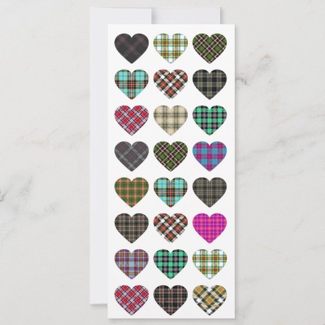 Invitation de mariage de coeur de tartan (Devant)
