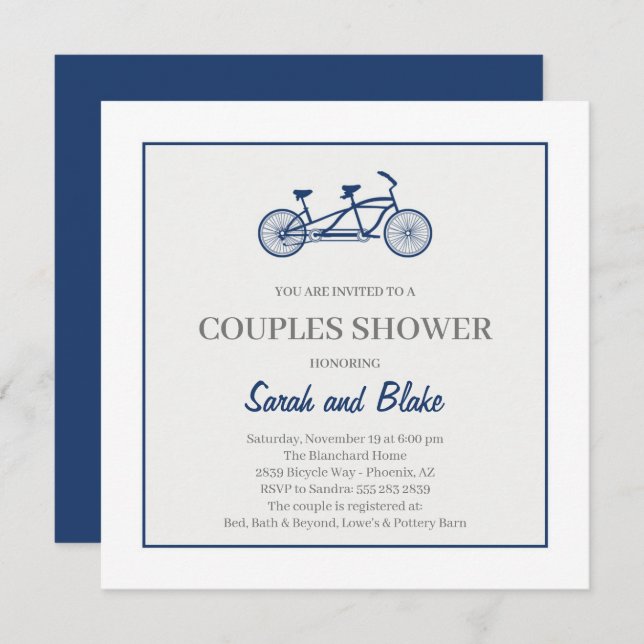 Invitation de mariage de couple à vélo tandem (Devant / Derrière)