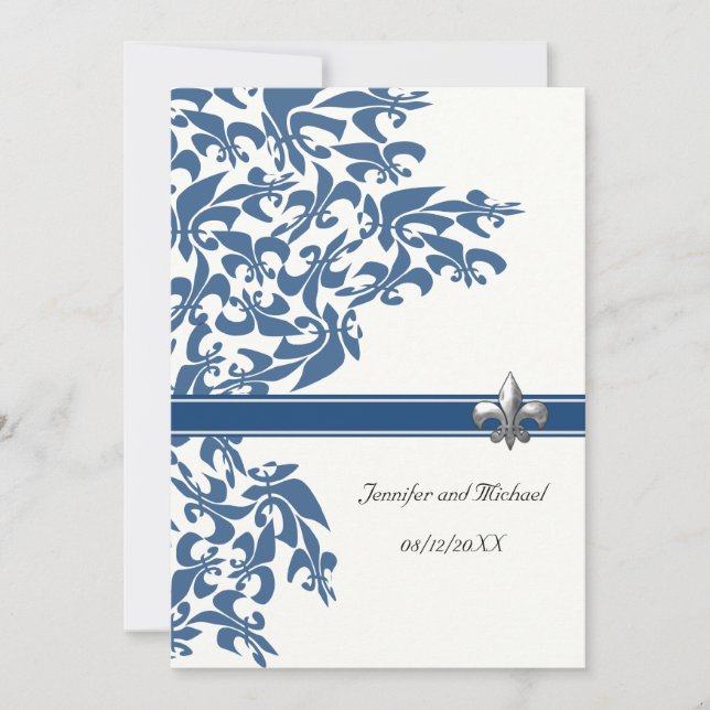 Invitation de mariage de Dark-blue Fleur de Lis (Devant)