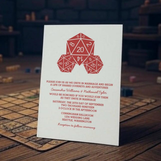 Invitation de mariage de dés Red D20 (Red D20 Dice Wedding Invite)