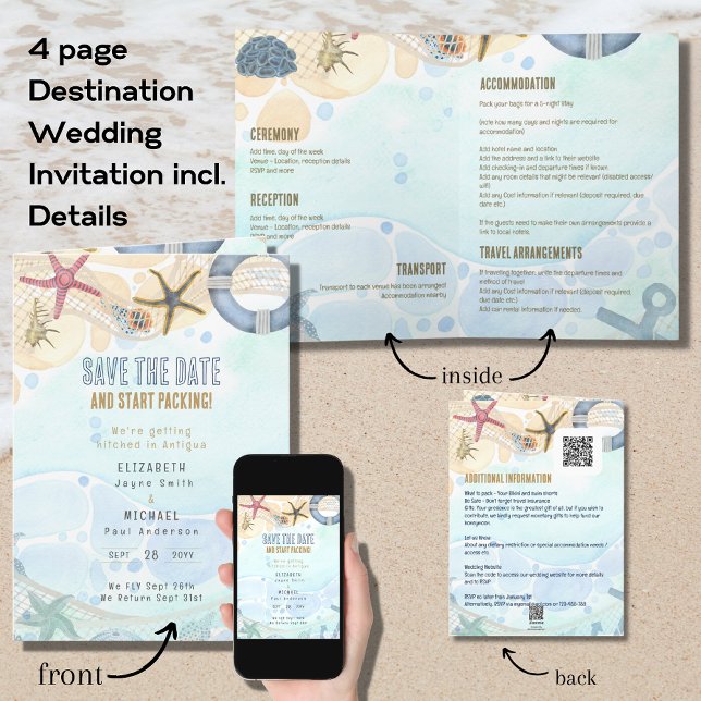 invitation de mariage de destination 4pg avec TOUS (Créateur téléchargé)
