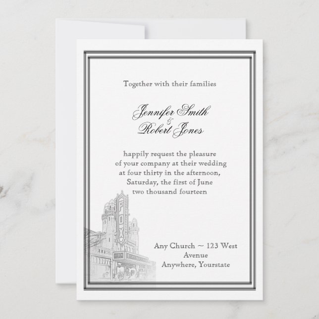 Invitation de mariage de destination d'Atlanta (Devant)