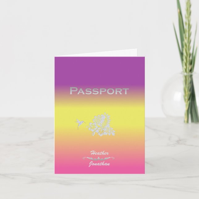Invitation de mariage de destination Passeport & H (Devant)