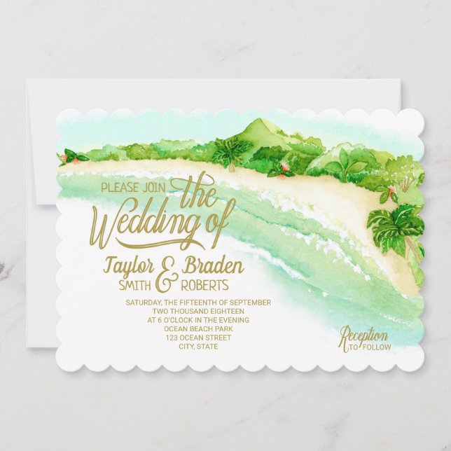 Invitation de mariage de destination tropicale (Devant)