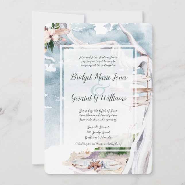 Invitation de mariage de Driftwood Arbor Beach (Devant)