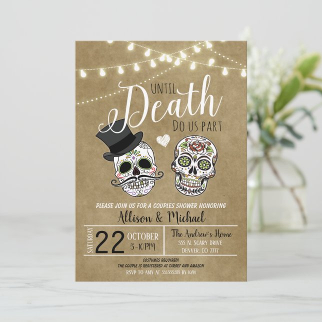 Invitation de mariage de fête prénuptiale Hallowee (Debout devant)