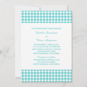 Invitation de mariage de Houndstooth Turquoise