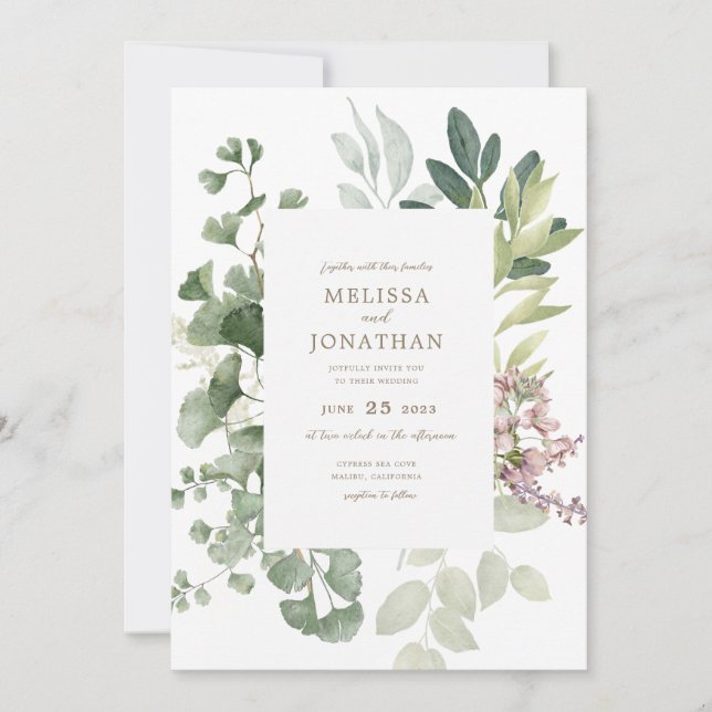 Invitation de mariage de jardin délicate (Devant)