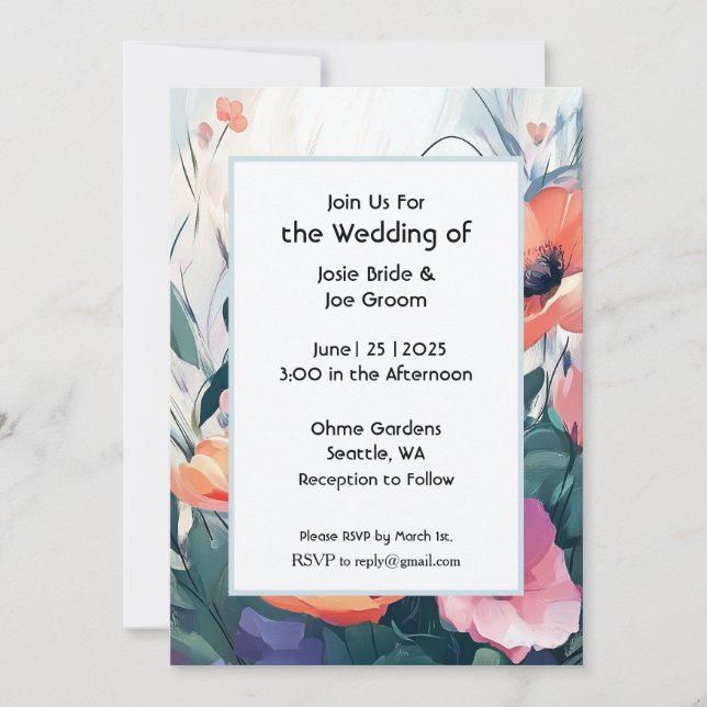 Invitation de mariage de jardin enchantée (Devant)