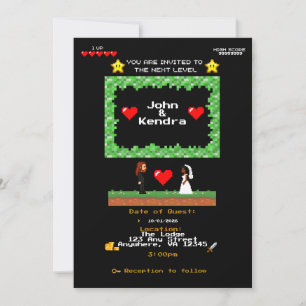 Invitation de mariage de jeu vidéo rétro arcade