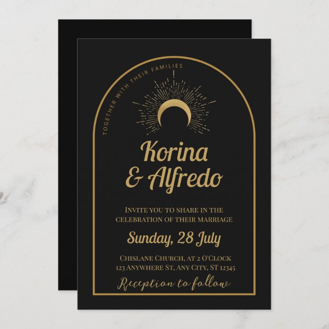 Invitation de mariage de la Lune céleste (Devant / Derrière)