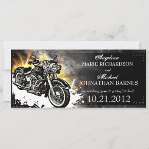Invitation de mariage de motard studieux en cuir